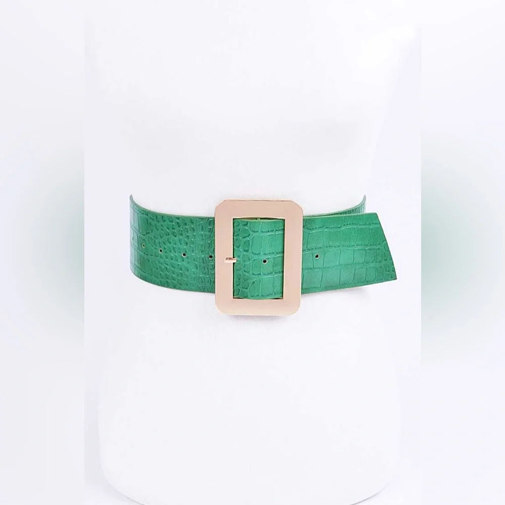 Vegan Crocodile Texture Corset Waist Statement Belt